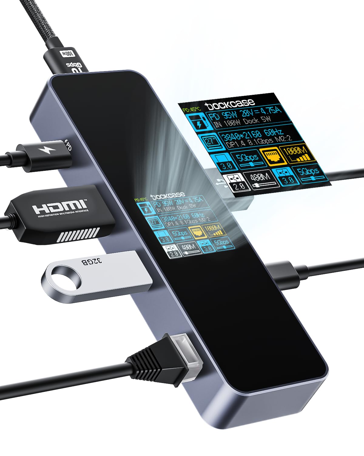 Amazon.com: DOCKCASE Visual Smart USB C Hub (6-in-1) with HDMI